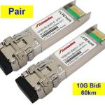 Pair - 60km 10G BiDi SFP+ Transceiver for Cisco, Netgear, Planet, QLogic