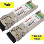 Pair - 10km 10G BiDi SFP+ Transceiver for Cisco, D-Link, Enterasys, Fiberhome